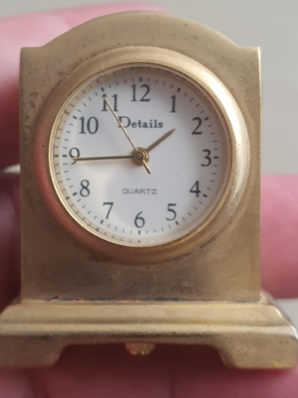 🦋10/$20🦋 Vtg Details Quartz Mini Brass Analog Desk Clock